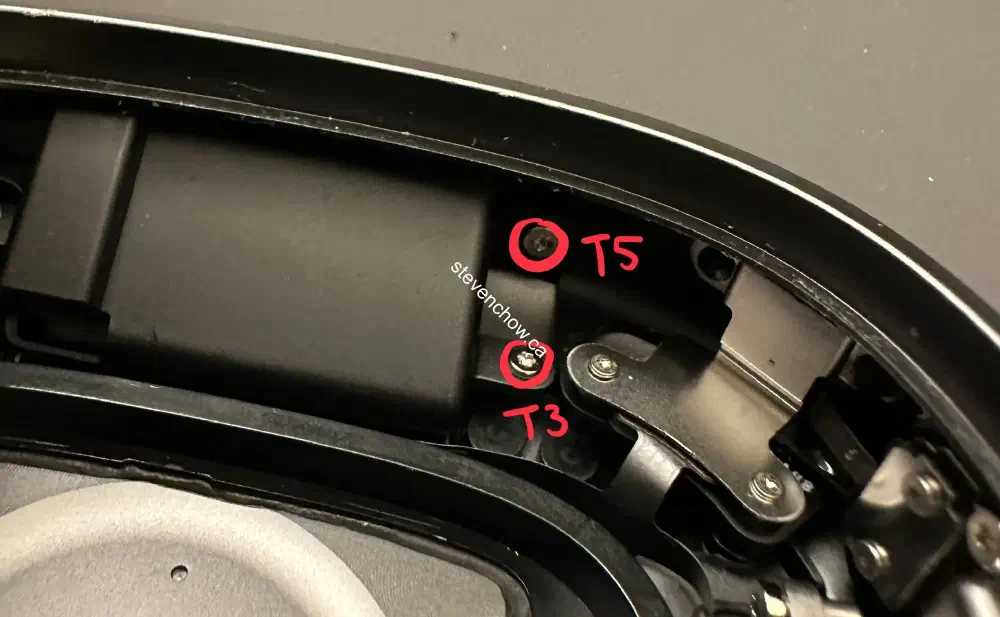 Step 6: Remove screws holding in the battery on both sides.